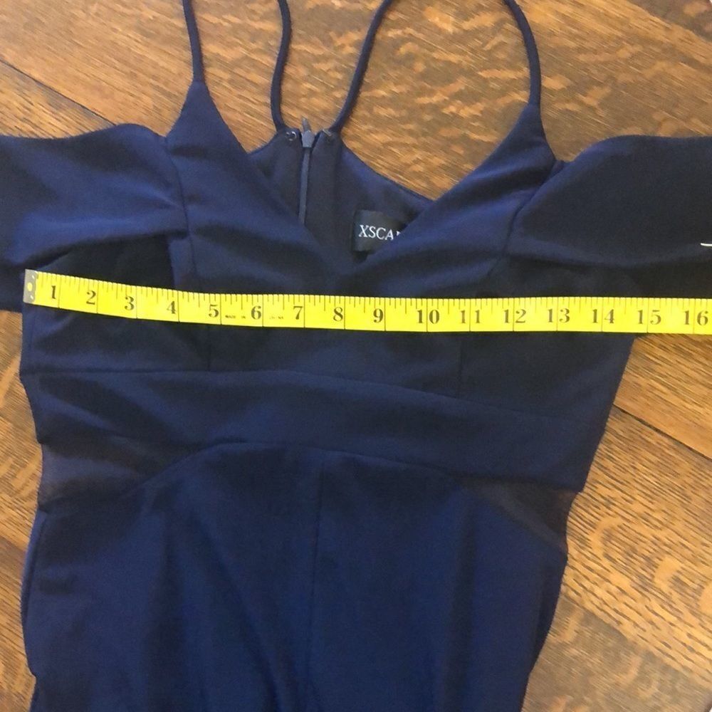Xscape Navy Blue Off Shoulder Maxi Dress Sz 2 Black Tie, Wedding, Gala - Picture 12 of 16
